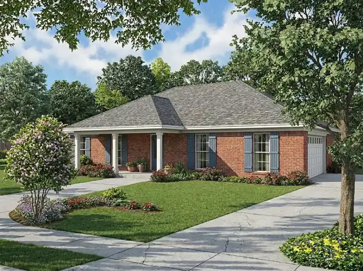 Southern house plans 12-658 - front exterior, 1,231 sq ft, 3 bed, 2 bath house plans | Monster House Plans