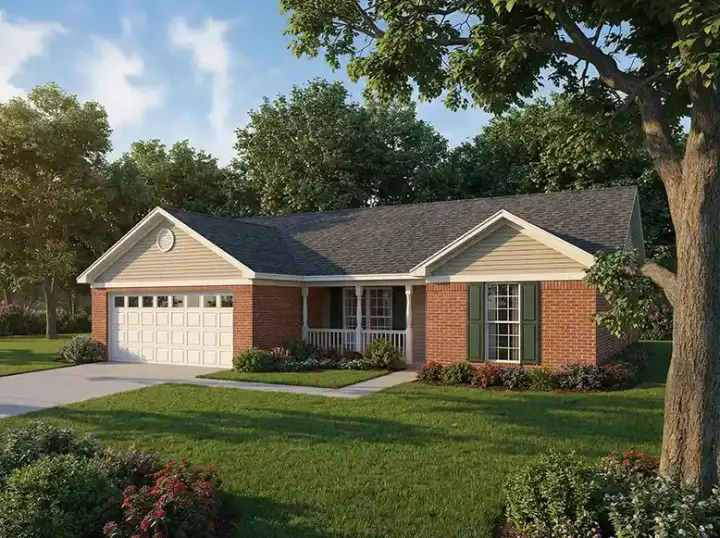 Traditional house plans 12-661 - front exterior, 1,157 sq ft, 3 bed, 2 bath house plans | Monster House Plans