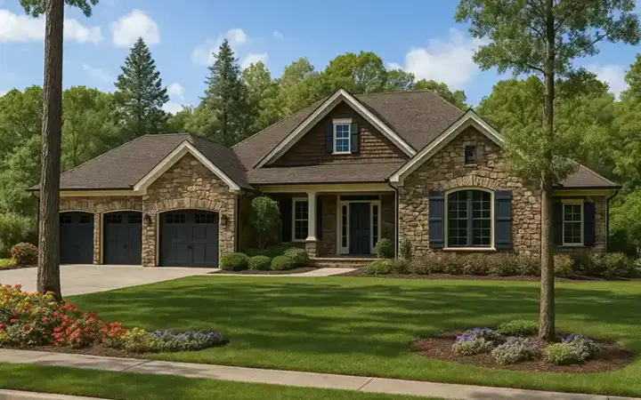 English Country house plans 12-664 - front exterior, 5,723 sq ft, 5 bed, 3 bath house plans | Monster House Plans
