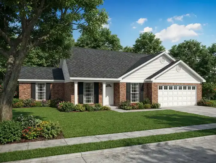 Traditional house plans 12-665 - front exterior, 1,271 sq ft, 4 bed, 2 bath house plans | Monster House Plans