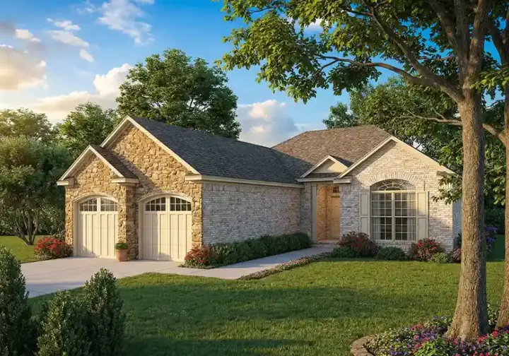 Traditional house plans 12-677 - front exterior, 1,422 sq ft, 2 bed, 2 bath house plans | Monster House Plans