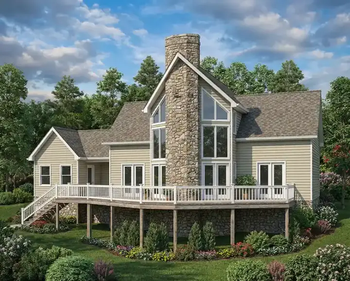 Contemporary house plans 12-680 - front exterior, 1,408 sq ft, 2 bed, 2 bath house plans | Monster House Plans