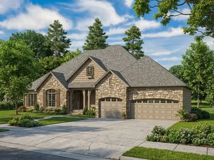 English Country house plans 12-691 - front exterior, 5,723 sq ft, 4 bed, 3 bath house plans | Monster House Plans