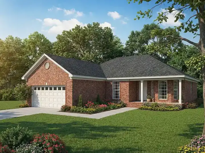 Traditional house plans 12-699 - front exterior, 1,325 sq ft, 3 bed, 2 bath house plans | Monster House Plans