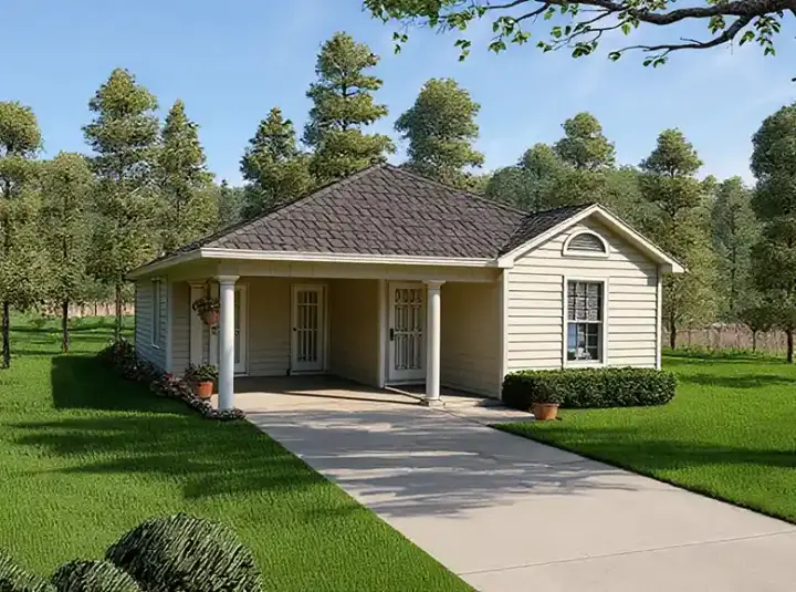Traditional house plans 12-701 - front exterior, 1,070 sq ft, 3 bed, 2 bath house plans | Monster House Plans