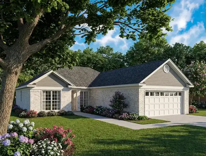 Traditional house plans 12-706 - front exterior, 1,361 sq ft, 3 bed, 2 bath house plans | Monster House Plans