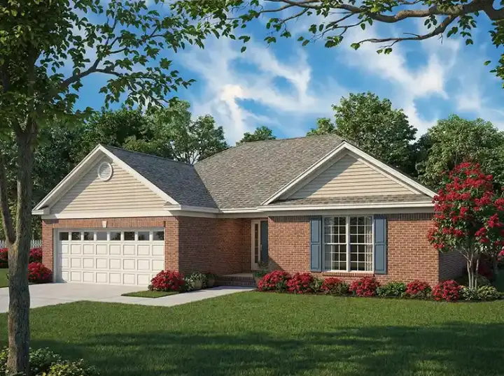 Traditional house plans 12-707 - front exterior, 1,407 sq ft, 3 bed, 2 bath house plans | Monster House Plans