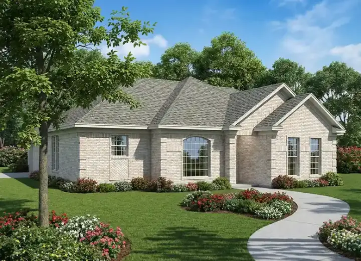 Traditional house plans 12-714 - front exterior, 1,499 sq ft, 3 bed, 2 bath house plans | Monster House Plans