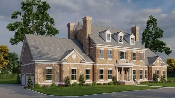 English Country house plans 12-717 - front exterior, 4,996 sq ft, 3 bed, 5 bath house plans | Monster House Plans