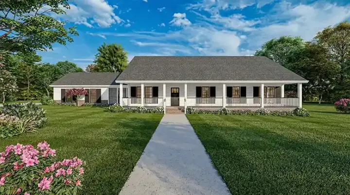 Ranch house plans 12-718 - front exterior, 1,800 sq ft, 3 bed, 2 bath house plans | Monster House Plans
