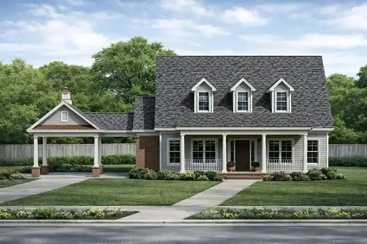 Country house plans 12-724 - front exterior, 1,832 sq ft, 3 bed, 2 bath house plans | Monster House Plans