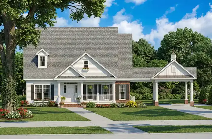 Country house plans 12-731 - front exterior, 1,848 sq ft, 3 bed, 2 bath house plans | Monster House Plans