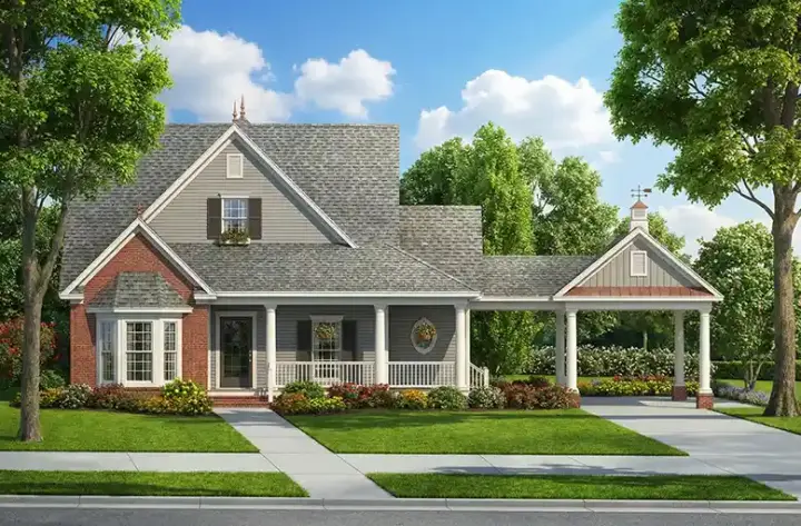 Country house plans 12-732 - front exterior, 1,927 sq ft, 3 bed, 2 bath house plans | Monster House Plans