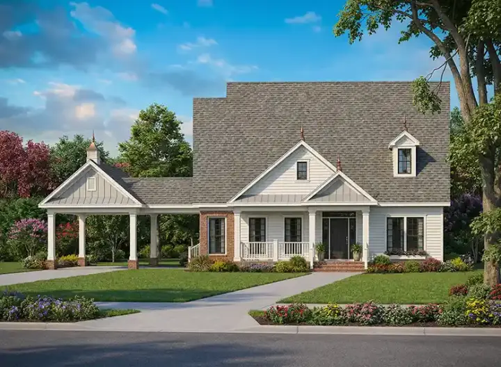 Traditional house plans 12-733 - front exterior, 1,966 sq ft, 3 bed, 2 bath house plans | Monster House Plans