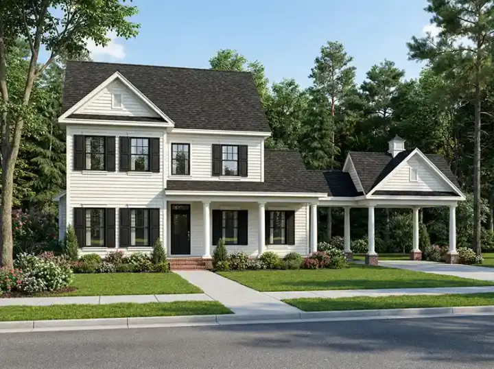 Traditional house plans 12-736 - front exterior, 2,260 sq ft, 4 bed, 2 bath house plans | Monster House Plans