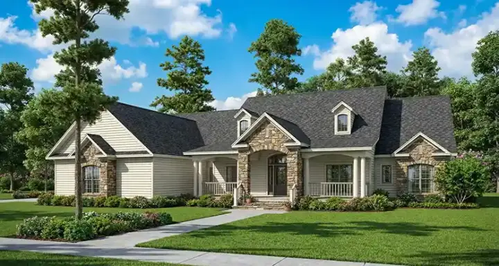 Traditional house plans 12-745 - front exterior, 3,602 sq ft, 4 bed, 3 bath house plans | Monster House Plans
