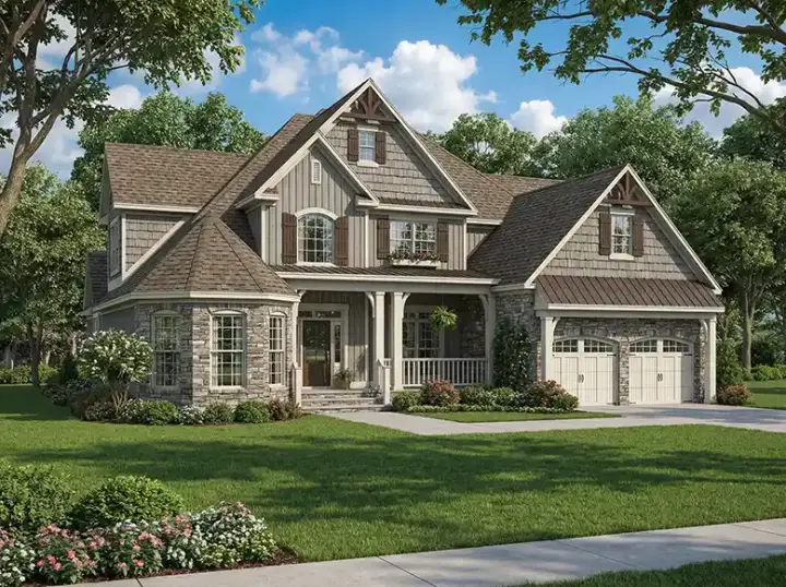 English Country house plans 12-750 - front exterior, 2,815 sq ft, 4 bed, 3 bath house plans | Monster House Plans