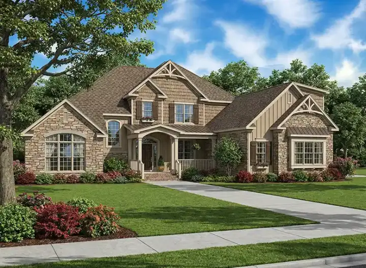 English Country house plans 12-752 - front exterior, 3,167 sq ft, 4 bed, 3 bath house plans | Monster House Plans