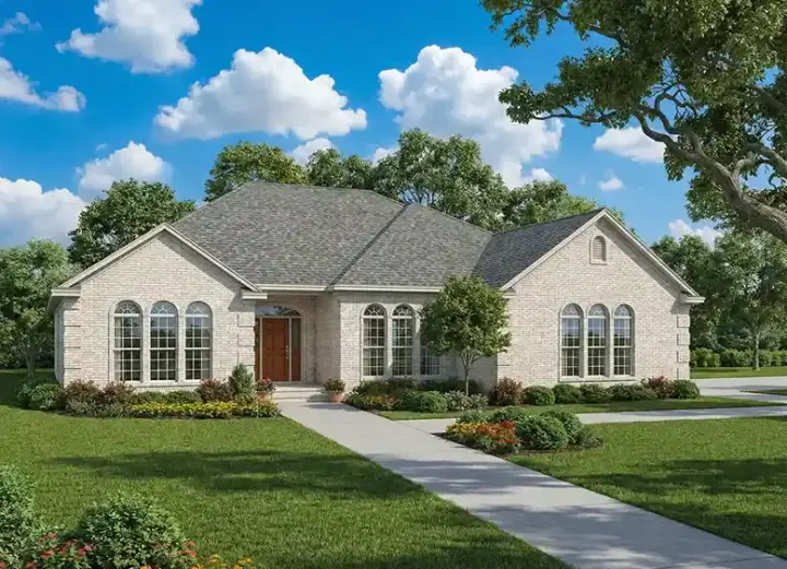 Traditional house plans 12-755 - front exterior, 2,109 sq ft, 4 bed, 2 bath house plans | Monster House Plans