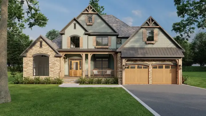 English Country house plans 12-760 - front exterior, 2,481 sq ft, 4 bed, 3 bath house plans | Monster House Plans