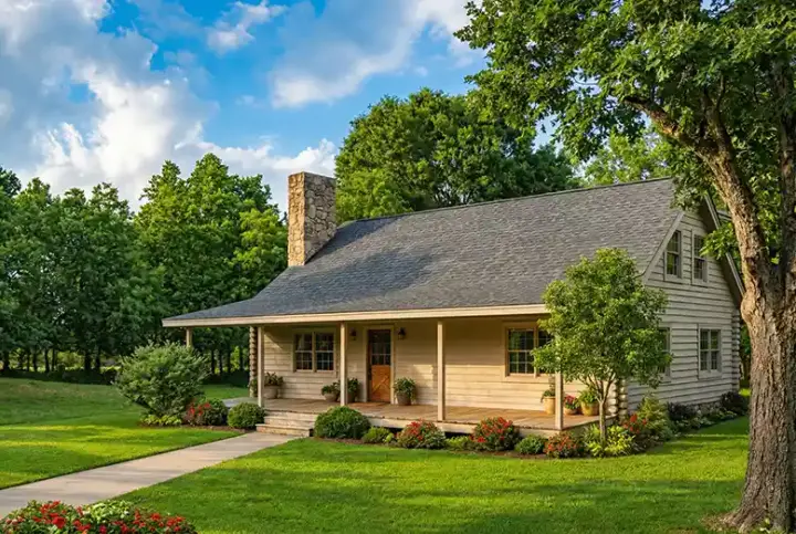Log Cabin house plans 12-799 - front exterior, 1,769 sq ft, 4 bed, 2 bath house plans | Monster House Plans