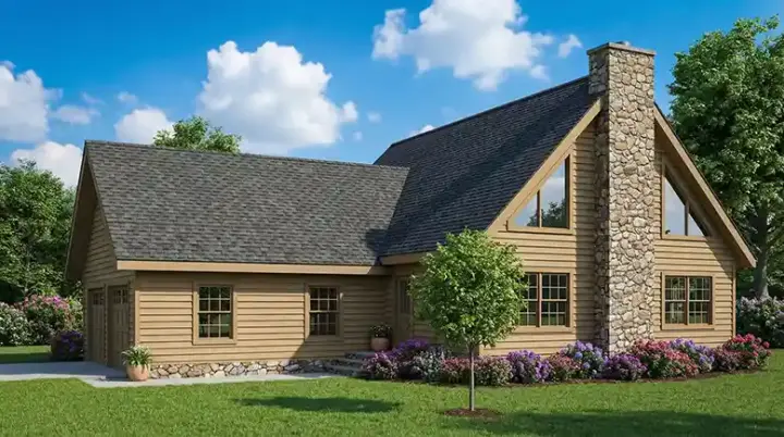 Log Cabin house plans 12-804 - front exterior, 2,408 sq ft, 3 bed, 2 bath house plans | Monster House Plans