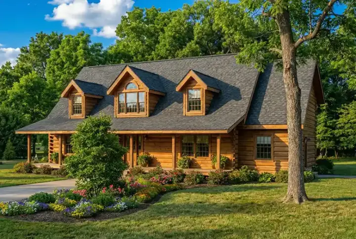 Log Cabin house plans 12-809 - front exterior, 3,112 sq ft, 3 bed, 2 bath house plans | Monster House Plans