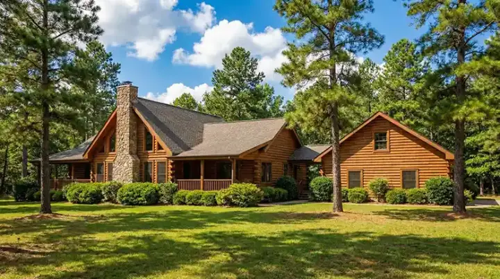 Log Cabin house plans 12-819 - front exterior, 2,660 sq ft, 3 bed, 2 bath house plans | Monster House Plans