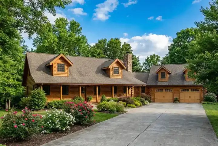 Log Cabin house plans 12-823 - front exterior, 2,181 sq ft, 3 bed, 2 bath house plans | Monster House Plans