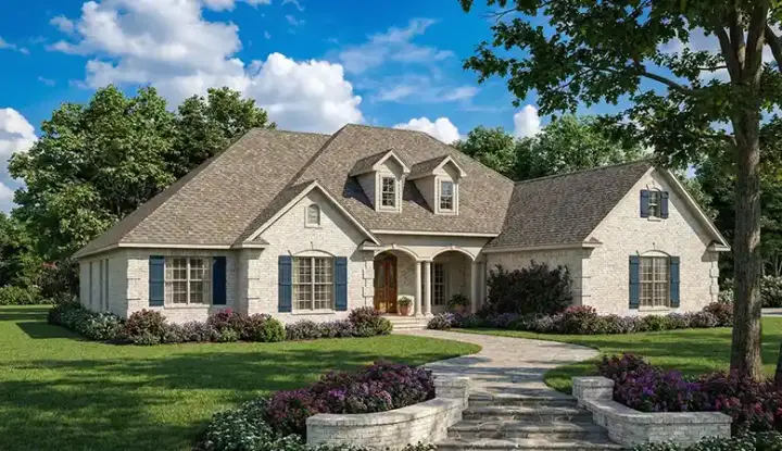 European house plans 12-835 - front exterior, 2,952 sq ft, 4 bed, 3 bath house plans | Monster House Plans