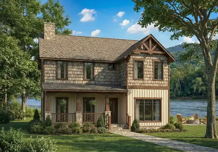 Cottage house plans 12-839 - front exterior, 1,559 sq ft, 3 bed, 2 bath house plans | Monster House Plans