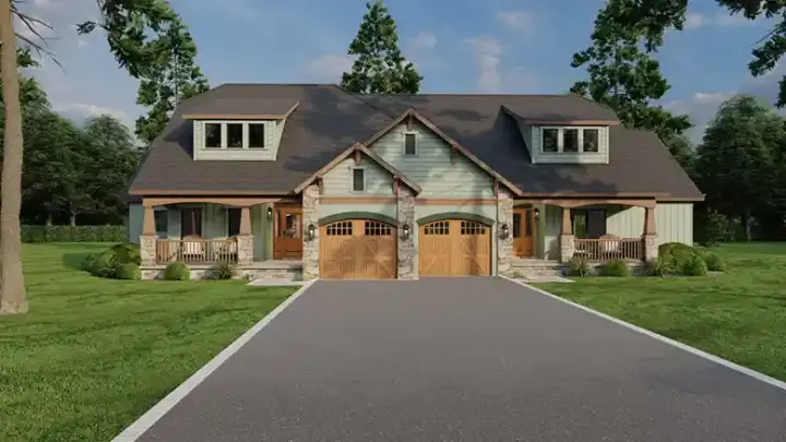 Craftsman house plans 12-841 - front exterior, 2,578 sq ft, 3 bed, 3 bath house plans | Monster House Plans