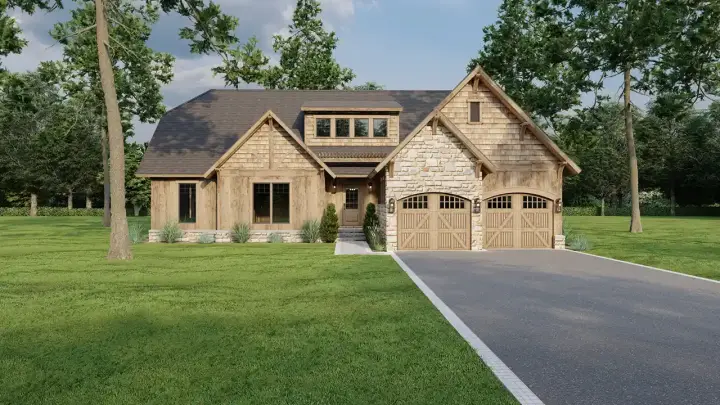 Bungalow house plans 12-845 - front exterior, 2,266 sq ft, 4 bed, 2 bath house plans | Monster House Plans