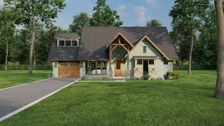 Craftsman house plans 12-848 - front exterior, 1,212 sq ft, 3 bed, 1 bath house plans | Monster House Plans