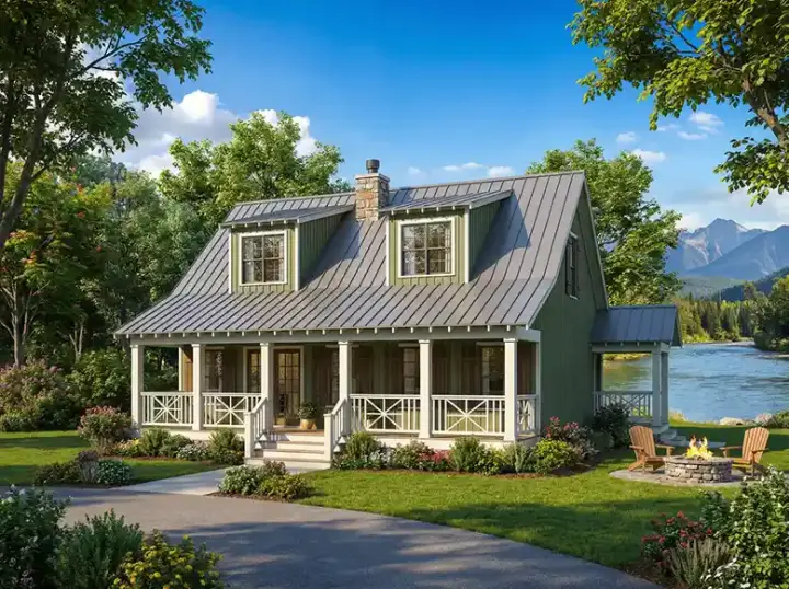 Country house plans 12-852 - front exterior, 1,451 sq ft, 3 bed, 2 bath house plans | Monster House Plans