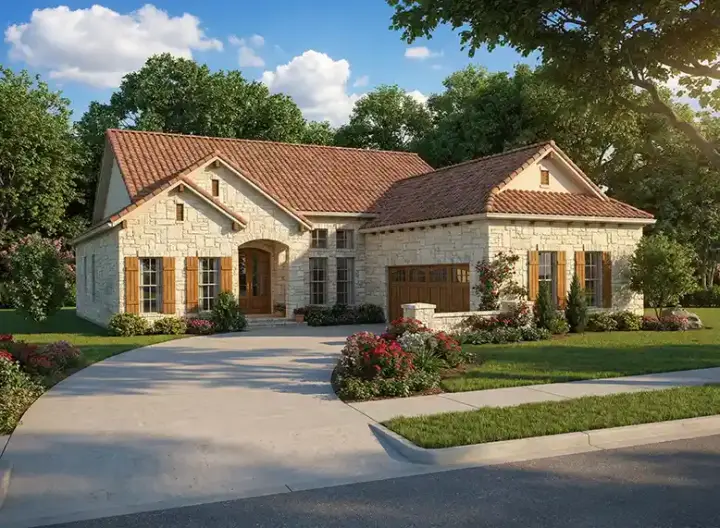 Tuscan house plans 12-875 - front exterior, 2,369 sq ft, 3 bed, 2 bath house plans | Monster House Plans