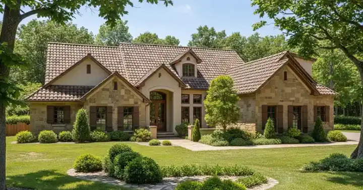 Tuscan house plans 12-881 - front exterior, 3,003 sq ft, 5 bed, 4 bath house plans | Monster House Plans