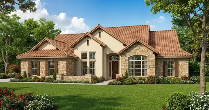 Tuscan house plans 12-886 - front exterior, 2,075 sq ft, 4 bed, 3 bath house plans | Monster House Plans