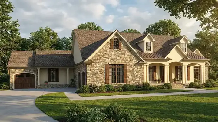 English Country house plans 12-889 - front exterior, 4,827 sq ft, 5 bed, 3 bath house plans | Monster House Plans