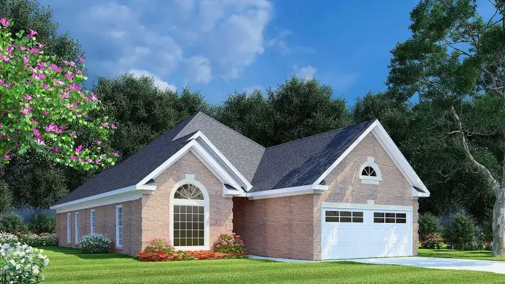 Mediterranean house plans 12-986 - front exterior, 1,608 sq ft, 3 bed, 2 bath house plans | Monster House Plans