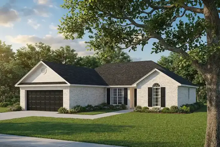 Traditional house plans 12-987 - front exterior, 1,401 sq ft, 3 bed, 2 bath house plans | Monster House Plans