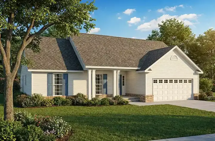 Ranch house plans 12-994 - front exterior, 1,525 sq ft, 3 bed, 2 bath house plans | Monster House Plans