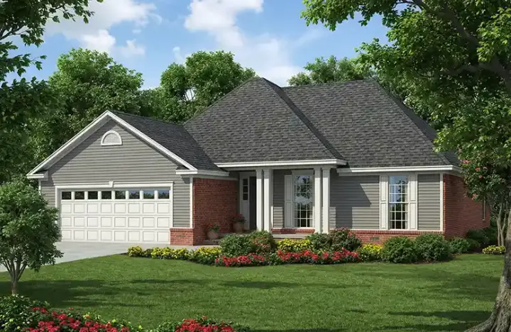 Traditional house plans 12-995 - front exterior, 1,525 sq ft, 3 bed, 2 bath house plans | Monster House Plans