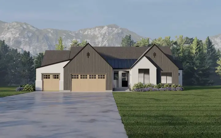 Modern house plans 121-105 - front exterior, 2,200 sq ft, 3 bed, 2 bath house plans | Monster House Plans