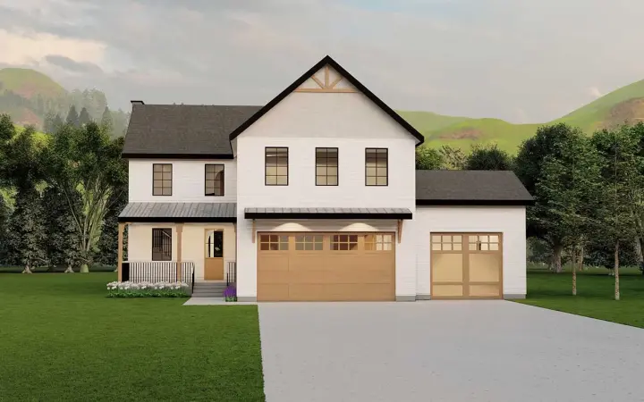 Farmhouse house plans 121-107 - front exterior, 2,449 sq ft, 3 bed, 2 bath house plans | Monster House Plans