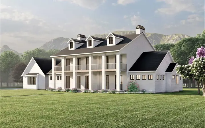 Plantation house plans 121-108 - front exterior, 4,868 sq ft, 4 bed, 4 bath house plans | Monster House Plans