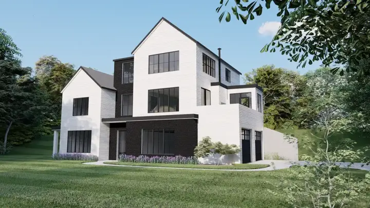 Modern house plans 121-110 - front exterior, 2,556 sq ft, 4 bed, 3 bath house plans | Monster House Plans