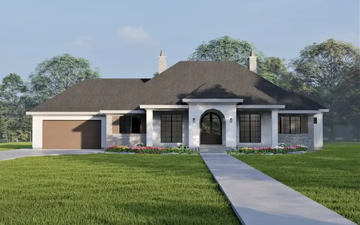 Mediterranean house plans 121-122 - front exterior, 4,070 sq ft, 4 bed, 3 bath house plans | Monster House Plans