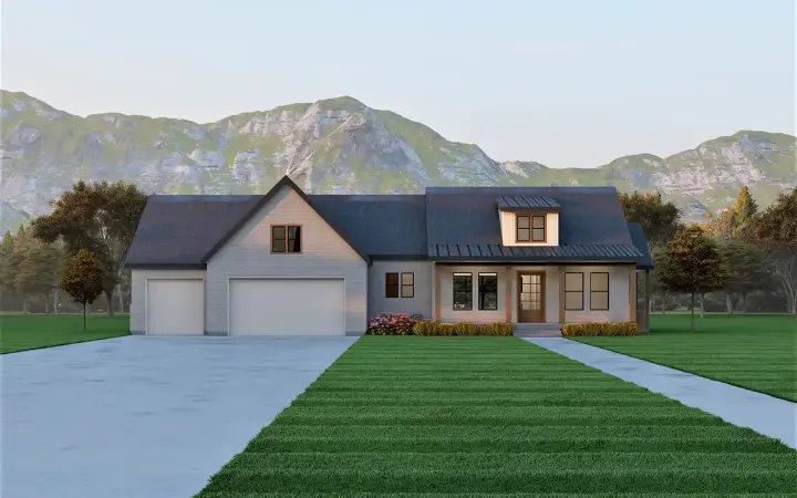 Modern Farmhouse house plans 121-124 - front exterior, 1,999 sq ft, 3 bed, 2 bath house plans | Monster House Plans