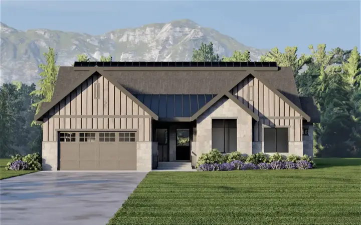 Modern house plans 121-129 - front exterior, 2,096 sq ft, 3 bed, 2 bath house plans | Monster House Plans